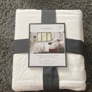 Washed Cotton Sateen Duvet Cover Set 100%Cotton 3 piece King by Threshold